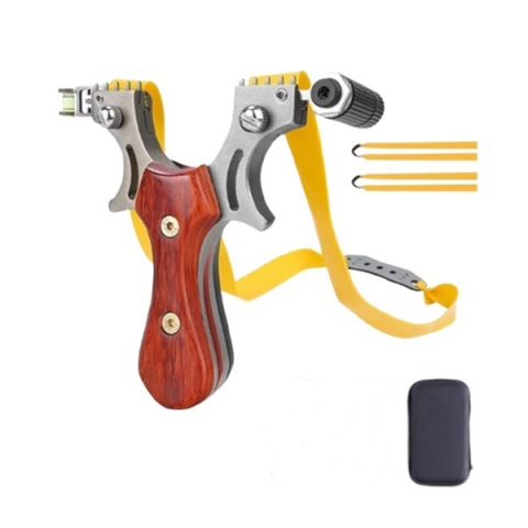 Set prastie metalica cu laser si 300 bile metalice 9 mm, 12 cm, boloboc, maner lemn, maro, husa inclusa [7]