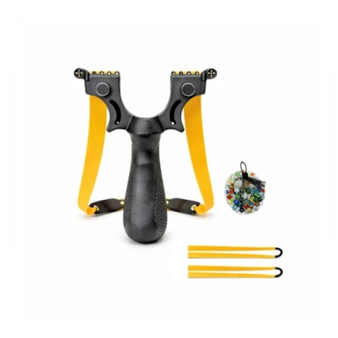 Prastii profesionale de vanatoare - Set prastie PVC si 50 bile din sticla 14 mm, DEPOX®, plastic, 11.5 cm, argintiu