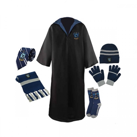 Costume si seturi pentru copii - Set roba si accesorii Harry Potter, Ravenclaw House, 6 piese, albastru, 3-5 ani, 100-110 cm