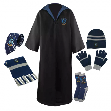 Costume si seturi pentru copii - Set roba si accesorii Harry Potter, Ravenclaw House, 6 piese, albastru, 6-9 ani