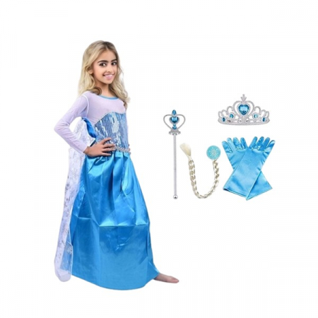 Set rochie si patru accesorii Elsa Frozen, 7-9 ani, Carnaval [6]
