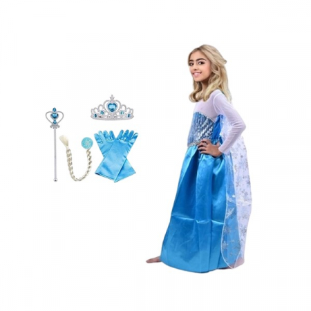 Set rochie si patru accesorii Elsa Frozen, 7-9 ani, Carnaval [7]