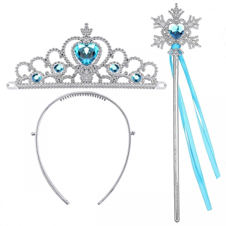 Set rochie si trei accesorii Elsa Frozen, IdeallStore®, Carnaval [6]
