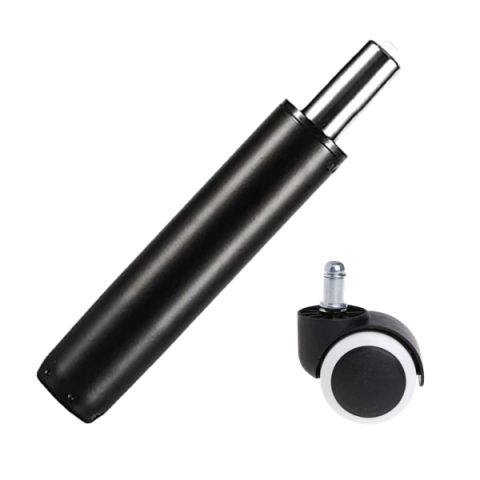 Accesorii mese si scaune - Set rotita universala cauciuc si cilindru piston, gaz, pentru scaune birou, negru, 35 cm