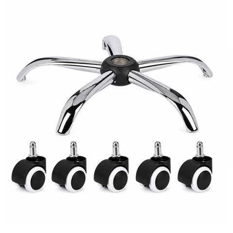 Set bază si roti pentru scaun directorial DEPOX®, metal/pvc, 60 cm, argintiu/negru [1]