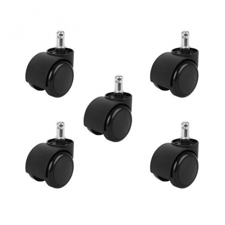 Accesorii mese si scaune - Set role pentru scaun de birou, PVC, 5 bucati, negru