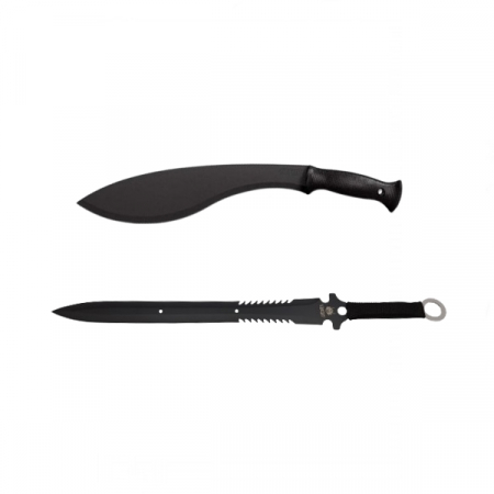 SPORT & TIMP LIBER - Set sabie si maceta de vanatoare, IdeallStore®, Kukri Black, 44 cm, husa inclusa
