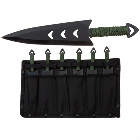Set sase cutite de aruncat IdeallStore®, Army Fury, otel inoxidabil, 16.5 cm, negru [1]