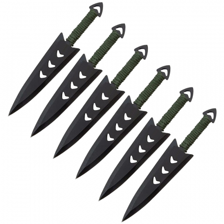 Set sase cutite de aruncat IdeallStore®, Army Fury, otel inoxidabil, 16.5 cm, negru [2]