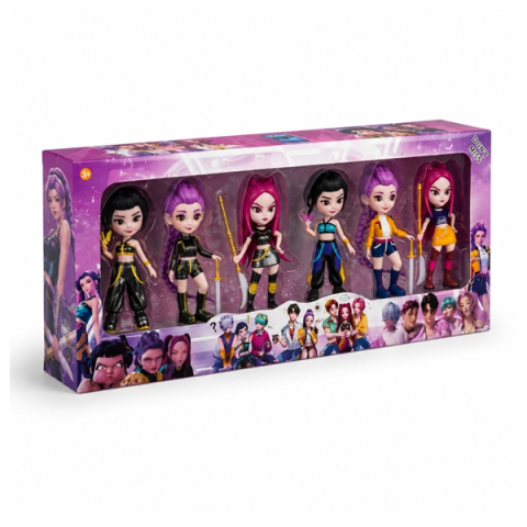 Figurine si masinute duble - Set sase Figurine K-Pop Demon Hunters, DEPOX®, multicolor, 9 cm