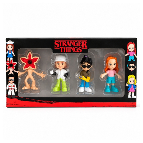 Figurine si masinute duble - Set patru figurine Stranger Things, DEPOX®, multicolor, 5/7 cm