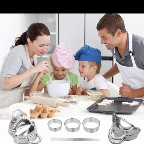 Set sase piese din inox pentru preparat coltunasi, paste, ravioli, empanadas [1]