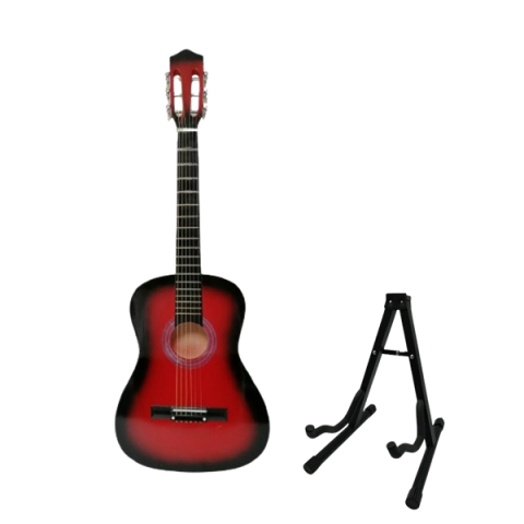 Chitare clasice - Set stativ universal pliabil si chitara clasica din lemn 4/4, 95 cm, rosu