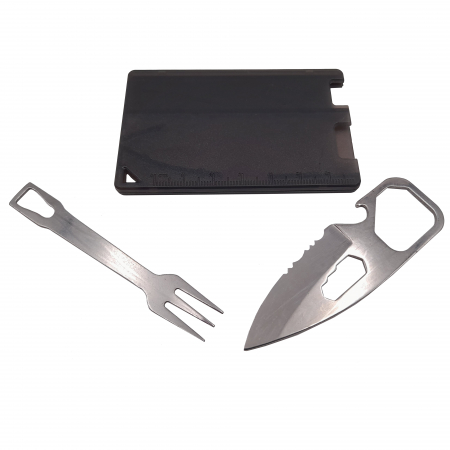 Accesori camping & drumetii - Set tacamuri pentru camping si drumetii IdeallStore®, cutit si furculita, multifunctional, 8.5 cm