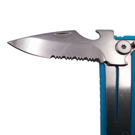 Set tacamuri pentru camping si drumetii, cutit si furculita, tip briceag, 16 cm, albastru [4]
