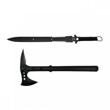 SPORT & TIMP LIBER - Set topor si sabie de vanatoare, IdeallStore®, Pirate Skull, 39 cm