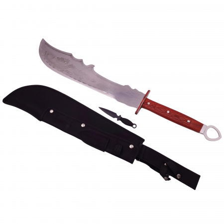 Set Topor Tactical Surivour, 38 cm si Sabie de vanatoare , Dragon Stance , IdeallStore® , Cutit de aruncat si teaca incluse [14]