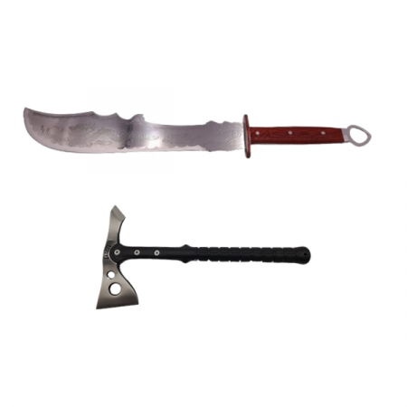 Topor camping - Set Topor Tactical Surivour, 38 cm si Sabie de vanatoare , Dragon Stance , IdeallStore® , Cutit de aruncat si teaca incluse