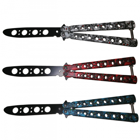 SPORT & TIMP LIBER - Set trei briceaguri de antrenament IdeallStore®, Scared Skulls, otel inoxidabil, multicolor