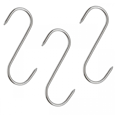 Cutite macelarie - Set trei Carlige afumatoare carne , macelarie IdeallStore® , 17 cm , inox