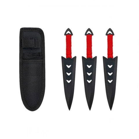 Set trei cutite de aruncare, teaca inclusa, rosu, 16.5 cm [1]
