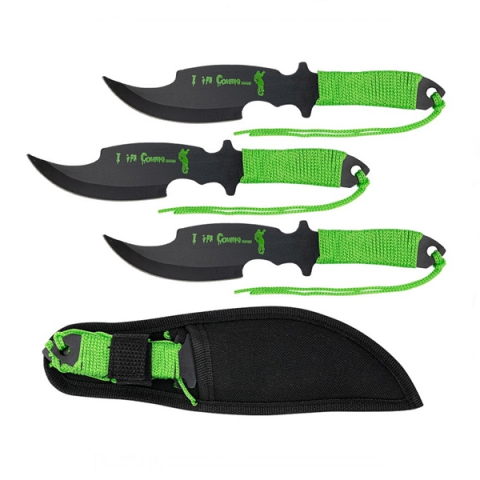 Set trei cutite de aruncare, verde, 19 cm , otel , husa inclusa [2]