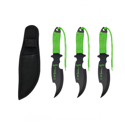 Set trei cutite de aruncare, verde, 19 cm , otel , husa inclusa [1]