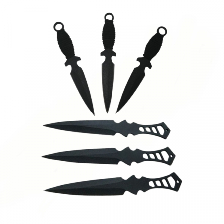 SPORT & TIMP LIBER - Set trei cutite de aruncat Anarchy Way si trei cutite de aruncat, Black Fury,  IdeallStore®, teaca inclusa