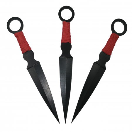 Set trei cutite de aruncat, Black Kunai, otel inoxidabil, 16 cm, teaca inclusa [1]