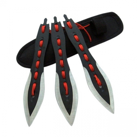 Set trei cutite de aruncat IdeallStore®, Anarchy Blades, otel inoxidabil, negru, 19 cm, teaca inclusa [1]