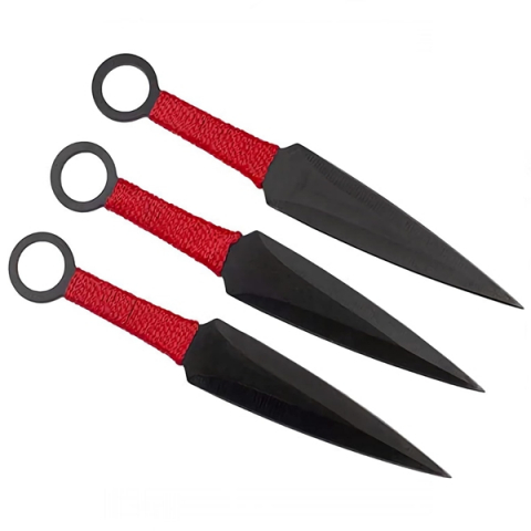 Set trei cutite de aruncat, IdeallStore®, otel inoxidabil, 16 cm, teaca inclusa [2]