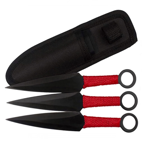 CASA SI GRADINA - Set trei cutite de aruncat, IdeallStore®, otel inoxidabil, 16 cm, teaca inclusa
