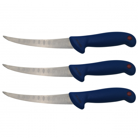 Cutite macelarie - Set trei cutite de filetat IdeallStore®, Chef's Knife, otel inoxidabil, 30 cm, albastru