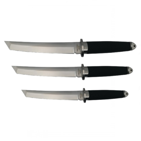 Cutite japoneze - Set trei cutite de vanatoare, IdeallStore®, otel inoxidabil, argintiu, 43 cm, toc inclus