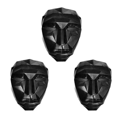 Costume Halloween copii - Set trei masti pentru carnaval, Squid Game, Lider, Negru