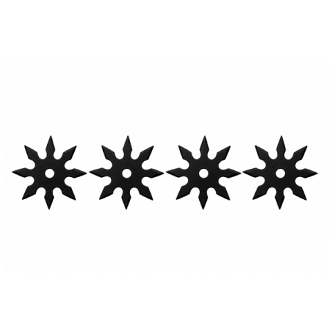 Cutite vanatoare - Set patru stele de aruncat DEPOX®, 8 colturi, metalic, negru, 10 cm