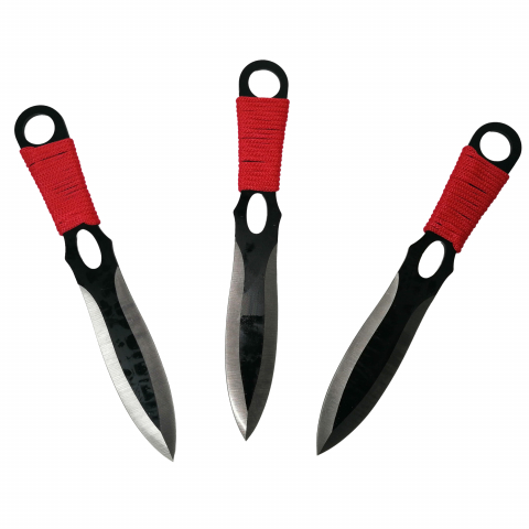 Set vanatoare IdeallStore®, sabie si set trei cutite aruncat, otel inoxidabil, negru [9]