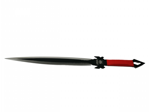 Set vanatoare IdeallStore®, sabie si set trei cutite aruncat, otel inoxidabil, negru [2]
