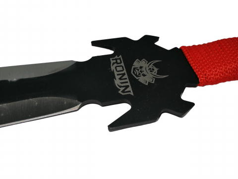 Set vanatoare IdeallStore®, sabie si set trei cutite aruncat, otel inoxidabil, negru [6]
