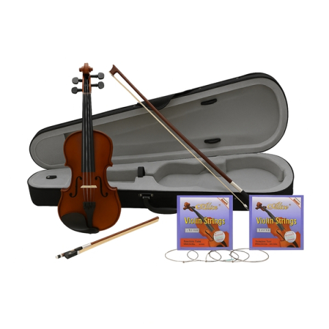 INSTRUMENTE MUZICALE - Set vioara clasica din lemn 1/8, doua arcusuri si doua seturi corzi, DEPOX®, toc inclus