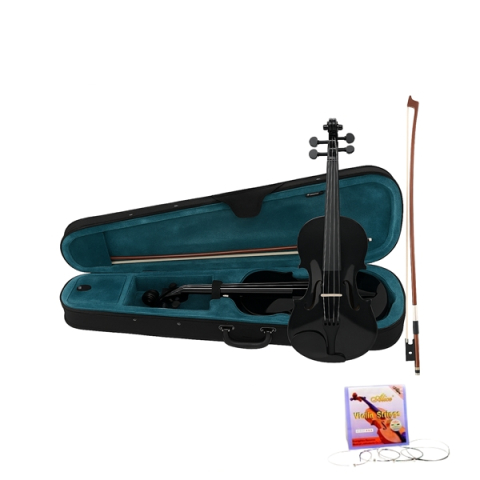 Set vioară clasică din lemn pentru copii 1/8, set corzi si arcus 1/8, DEPOX®, 43 cm, finisaj lucios negru [1]