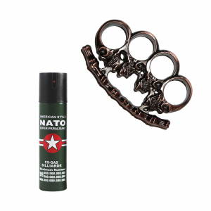 SPORT & TIMP LIBER - Spray NATO 60 ml, cadou rozeta, craniu, 1 cm, bronz