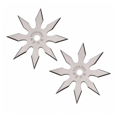 Cutite vanatoare - Set doua stele de aruncat, 8 colturi, otel inoxidabil, 10 cm , argintiu