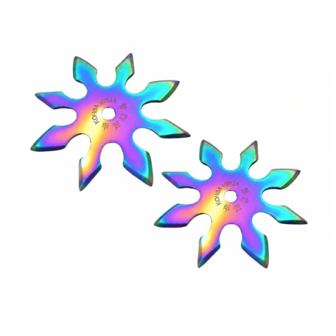 Cutite vanatoare - Set doua stele de arunca DEPOX®, 8 colturi, metalic, multicolor, 10 cm