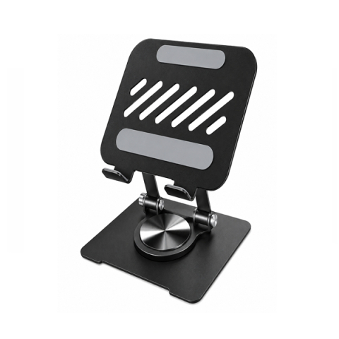 Suport pliabil metalic pentru telefon și tabletă DEPOX®, rotire 360°, reglabil 180°, compatibil 10–41 cm, negru [1]