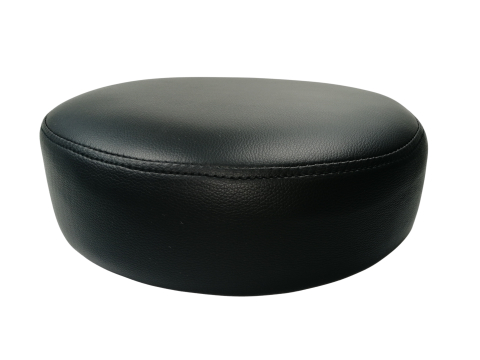 Accesorii mese si scaune - Taburet rotund cu sezut tapitat din piele ecologica, negru, 34 cm