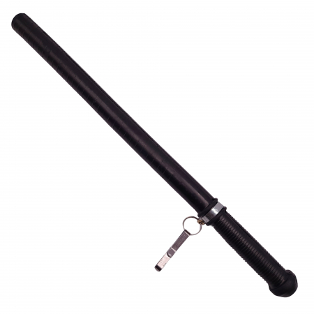 Bastoane telescopice si nunceaguri - Tonfa autoaparare IdeallStore®, Police Force, cauciuc, 50 cm, negru, agatatoare inclusa