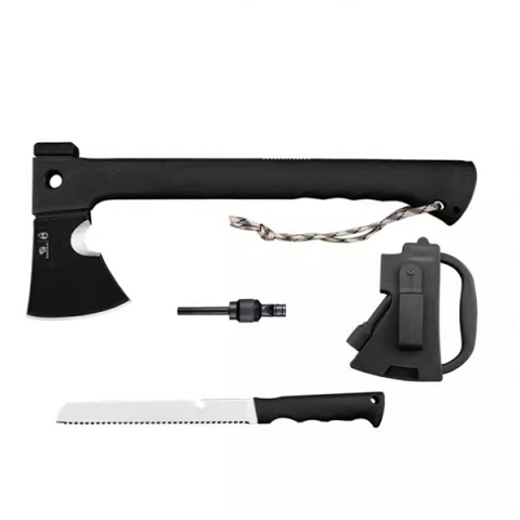 Topor camping - Topor 3 in 1 amnar, cutit si fluier, 35.5 cm,  teacă inclusă