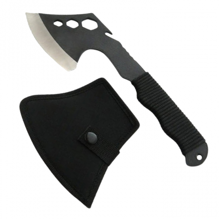 Topor camping - Topor Ideallstore®, Little Viking, otel inoxidabil, negru, 26 cm, teaca inclusa