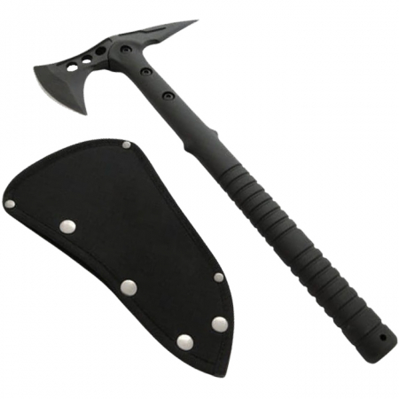 Topor camping - Topor Ideallstore®, Tactical Spirit, otel inoxidabil, negru, 40 cm, teaca inclusa